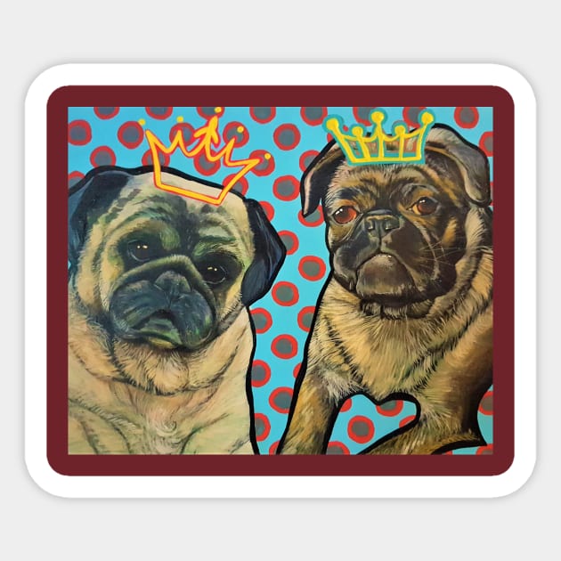 Pug Lords Sticker by StephaniePerryArt